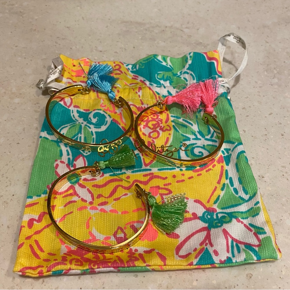 Lilly Pulitzer Set of Three Engraved Bracelets